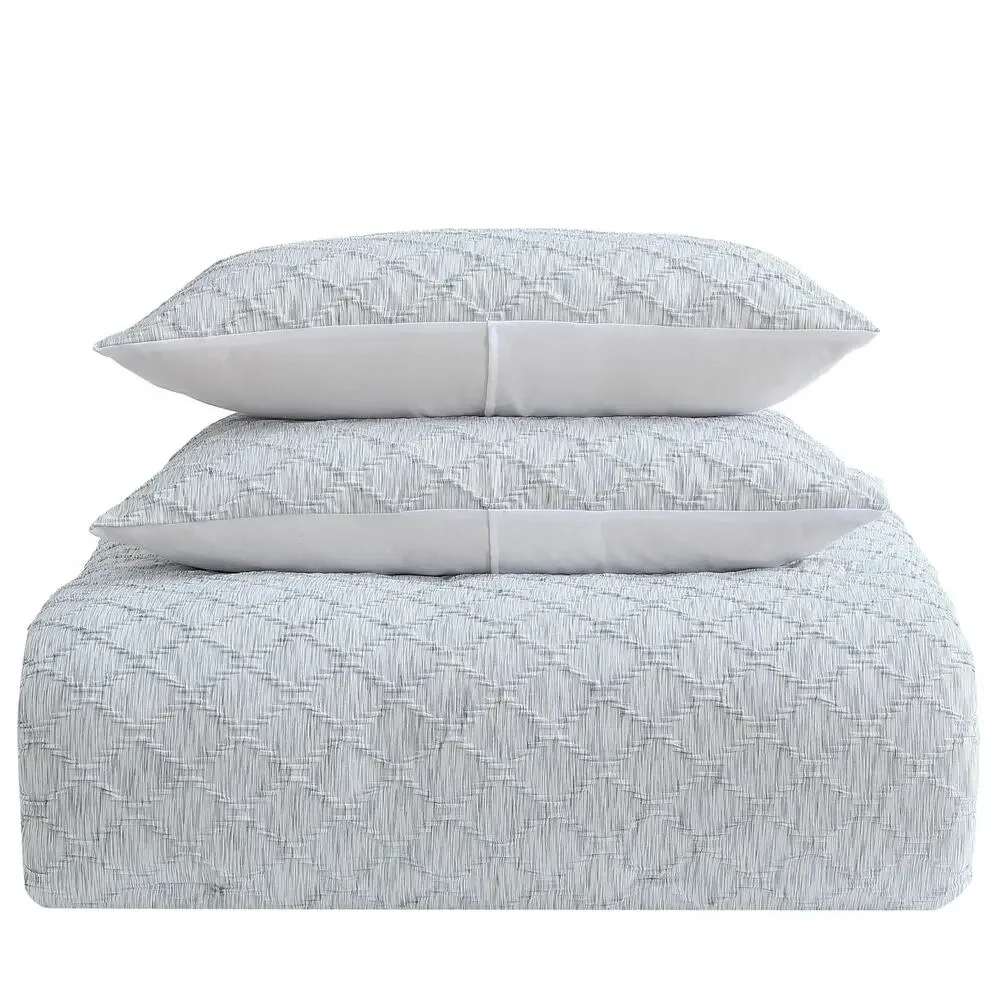 Jennifer Adams King Comforter Set 3 Piece Blue 3-piece Yarn Dyed Comforter Set